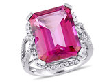 14 1/2  Carat (ctw) Pink Topaz Ring in 14K White Gold with Diamonds